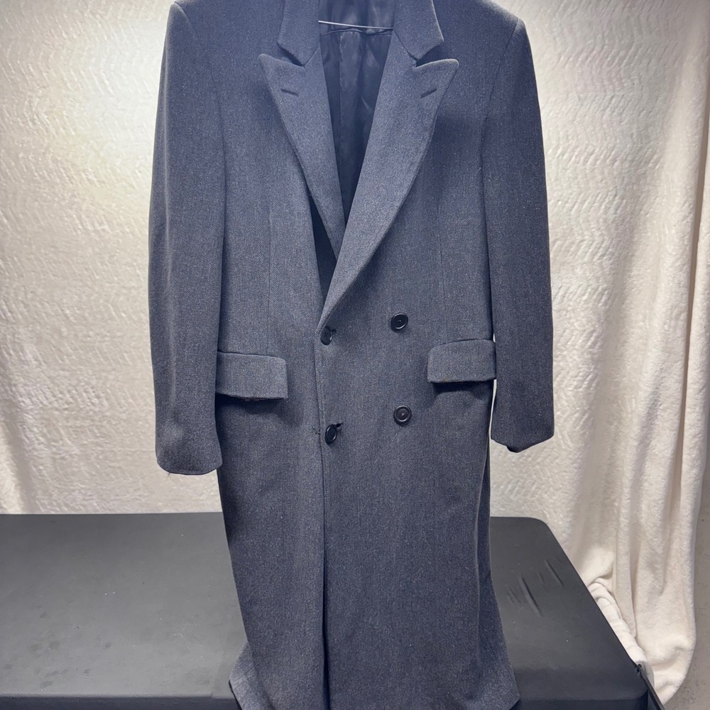 Vintage Overcoat Charcoal Grey Double Breasted Wool Coat